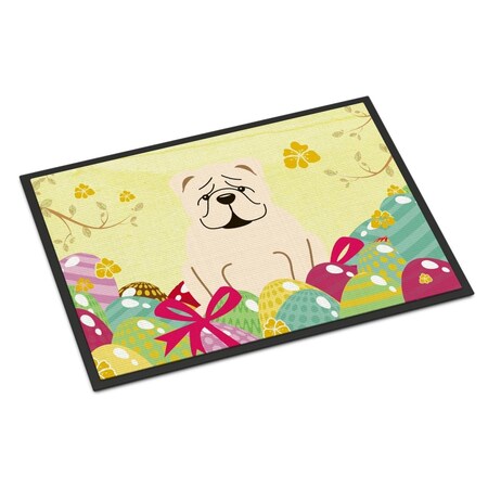 Carolines Treasures 24 x 36 in. Easter Eggs English Bulldog White Indoor or Outdoor Mat BB6123JMAT